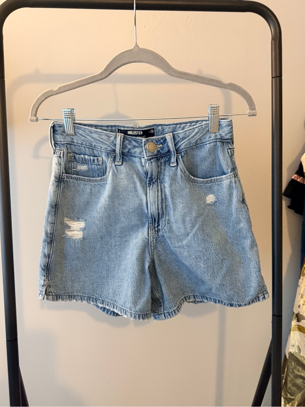 Hollister Light Wash Distressed Denim Shorts